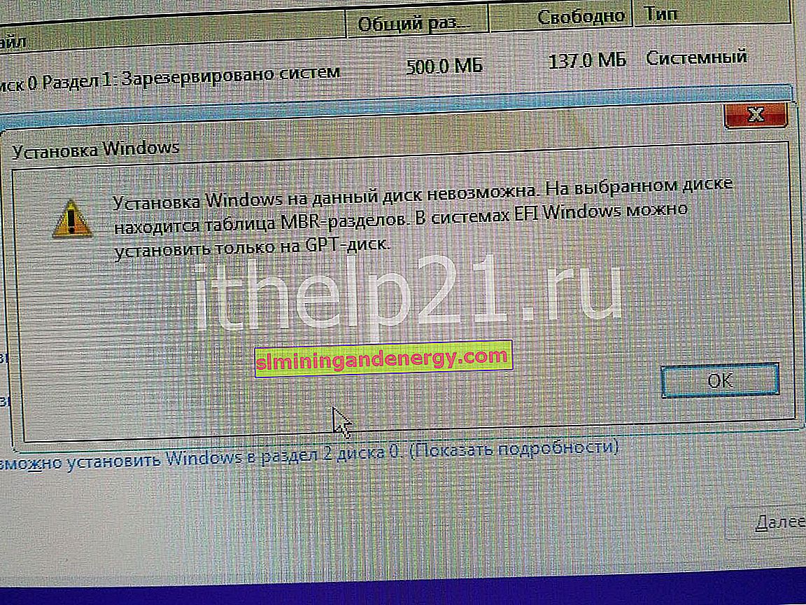 На выбранном диске находится таблица mbr разделов