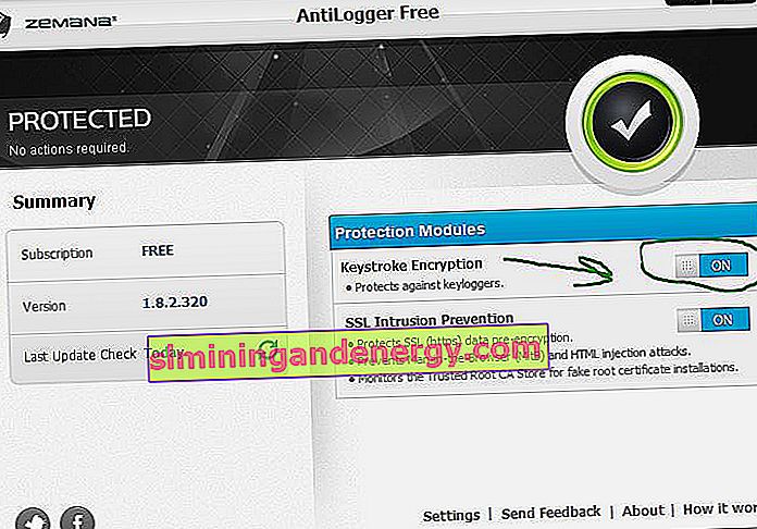 Відключення шифрування кнопок в Zemana AntiLogger Free