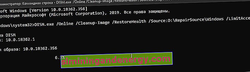 DISM.exe / Online / Cleanup-Image / RestoreHealth / Източник: D: \ RepairSource \ Windows / LimitAccess