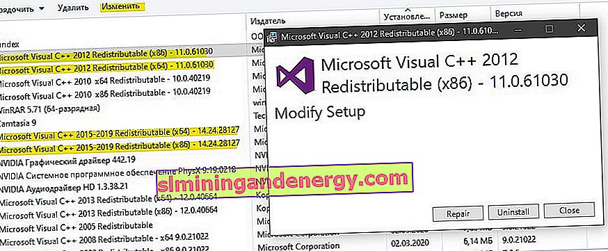Microsoft Visual C ++ Redistributable 2015 dan 2012