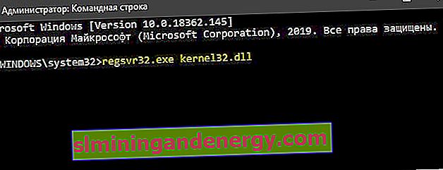 mendaftarkan fail kernel32.dll
