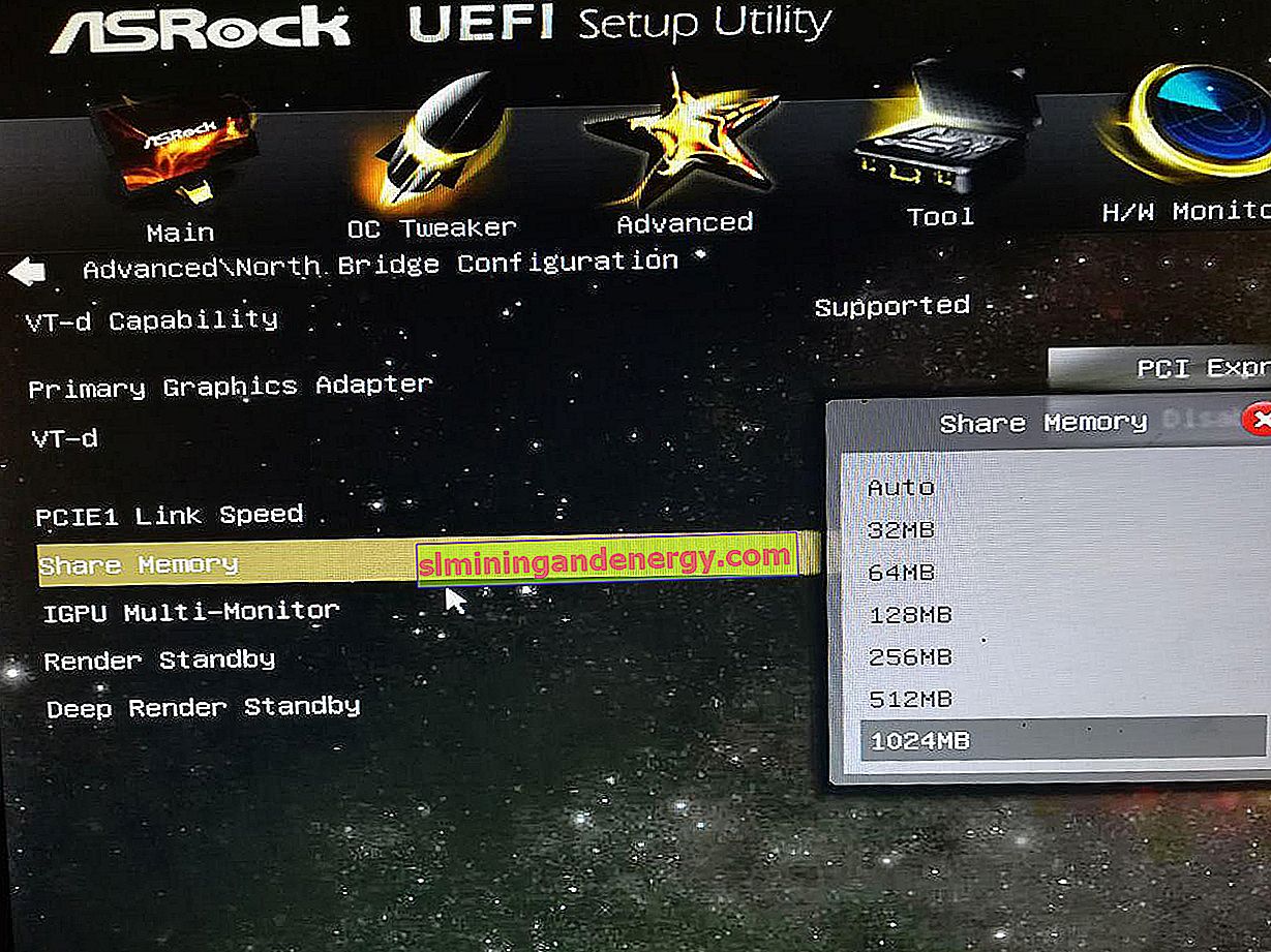 Asrock BIOS UEFI Активиране на видео RAM