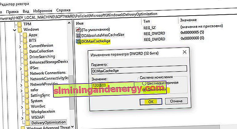 Mengkonfigurasi Cache Pengoptimuman Penghantaran melalui Registry