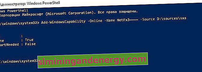 Add-WindowsCapability –Online -Name NetFx3 Source sources sxs