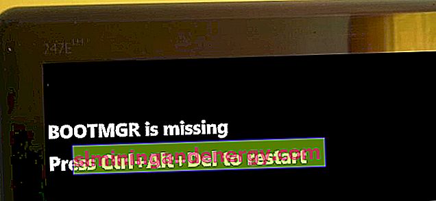 BOOTMGR is missing press ctrl + alt + del to restart